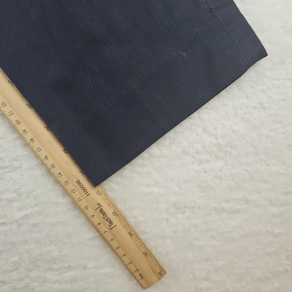 Banana Republic Non-Iron Slim Fit Pants Navy Cotton Trousers 33x32 Check Wrinkle